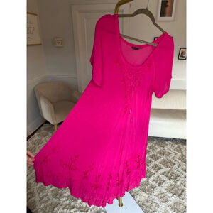 Cottagecore Embroidered Dress Lace-Up Festival Barbie Easter Beach Lightweight